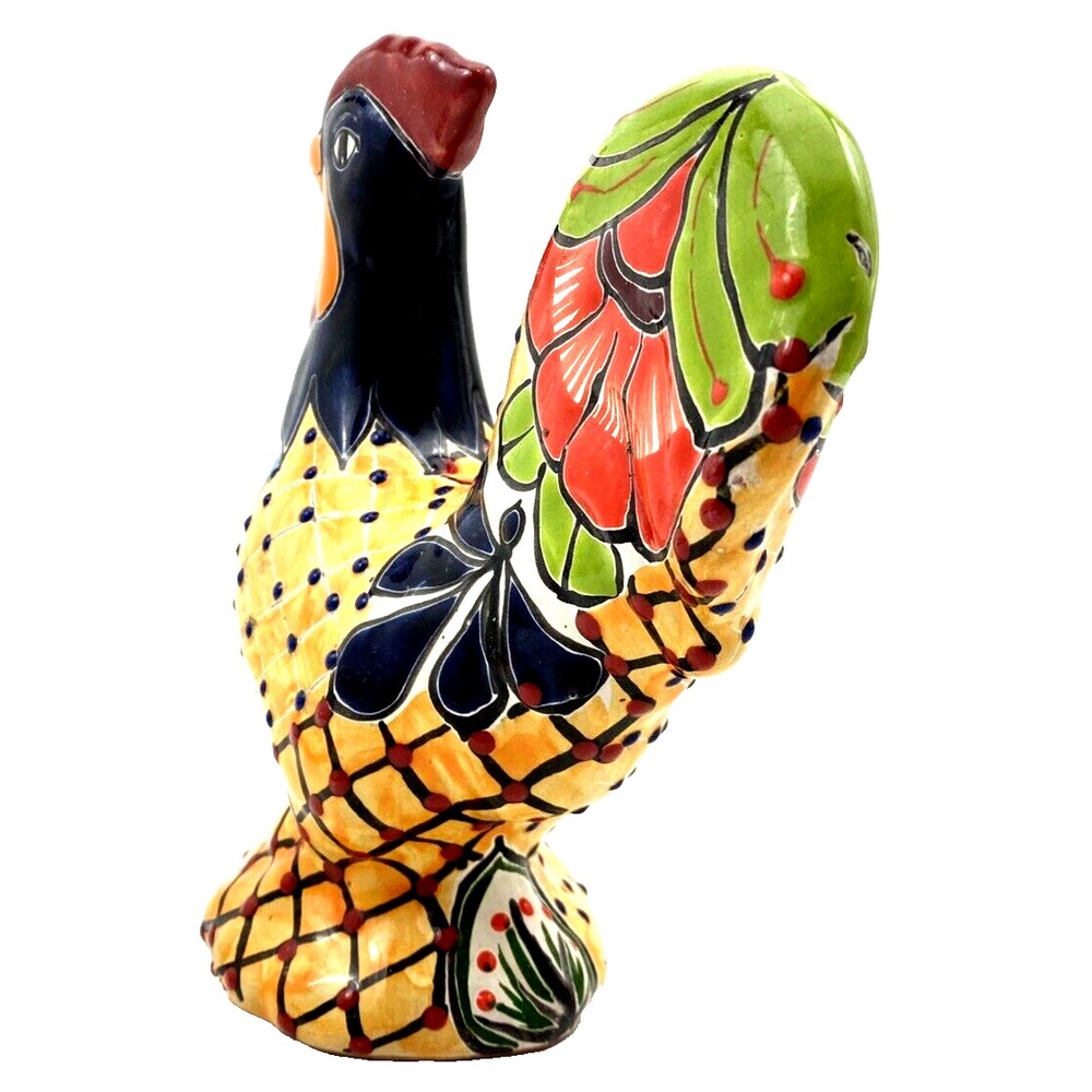Talavera Rooster Multicolor Mexican Terra Cotta Pottery  9" Tall - Picture 6 of 16